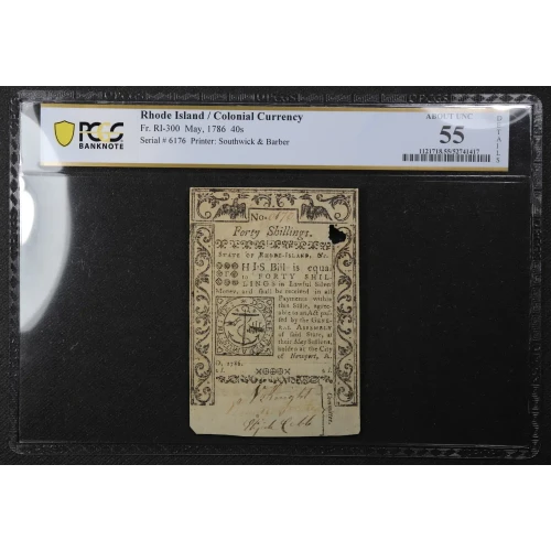 40s May, 1786  COLONIAL CURRENCY RI-300