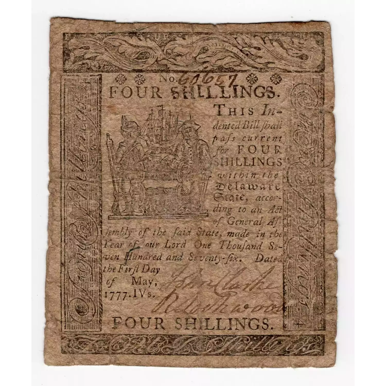 4s May 1, 1777  COLONIAL CURRENCY DE-88
