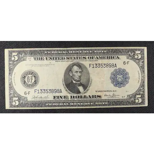 $5 1914 Blue Seal Federal Reserve Notes 865 (3)