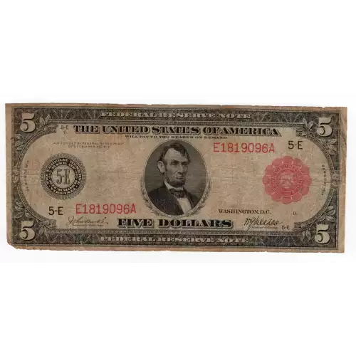 $5 1914 Red Seal Federal Reserve Notes 836B