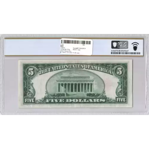 $5 1928-C red seal. Small Legal Tender Notes 1528 (2)