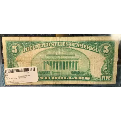 $5 1928 Green seal Small Size $5 Federal Reserve Notes 1950-I