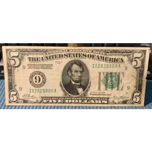 $5 1928 Green seal Small Size $5 Federal Reserve Notes 1950-I (3)