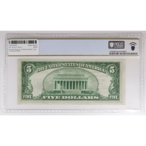$5 1929 Muncie, IN National Note Type II PCGS 62 PPQ  (2)