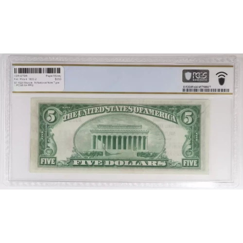 $5 1929 Muncie, IN National Note Type II PCGS 64 PPQ 