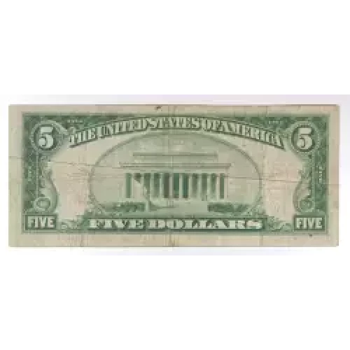 $5 1929 Small brown seal Small National Bank Notes 1800-1