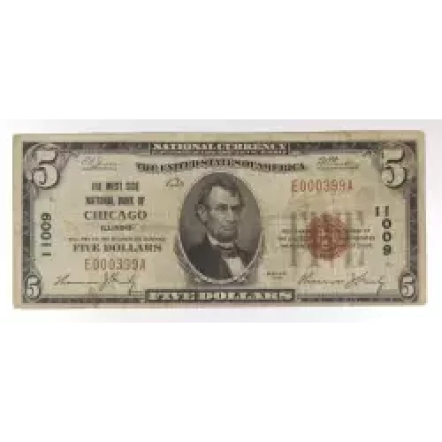 $5 1929 Small brown seal Small National Bank Notes 1800-1