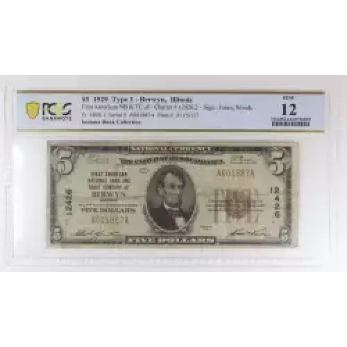 $5 1929 Small brown seal Small National Bank Notes 1800-1