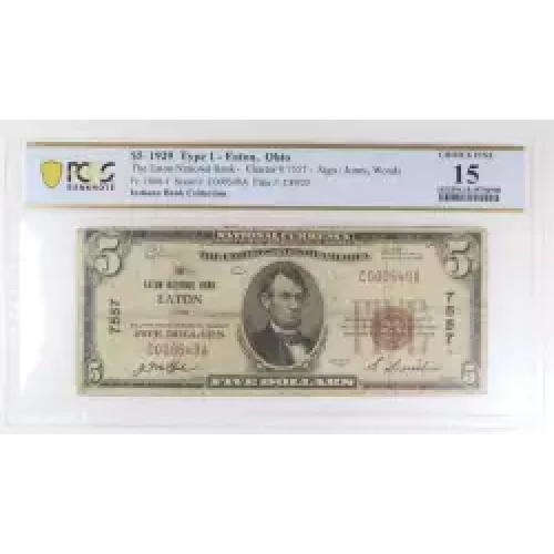 $5 1929 Small brown seal Small National Bank Notes 1800-1