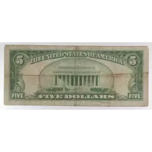 $5 1929 Small brown seal Small National Bank Notes 1800-1