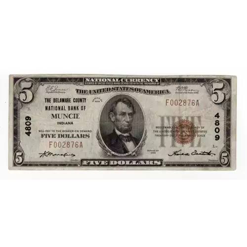 $5 1929 Small brown seal Small National Bank Notes 1800-1