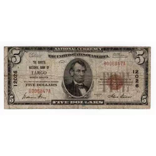 $5 1929 Small brown seal Small National Bank Notes 1800-1