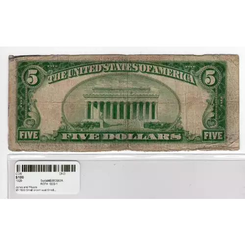 $5 1929 Small brown seal Small National Bank Notes 1800-1 (2)