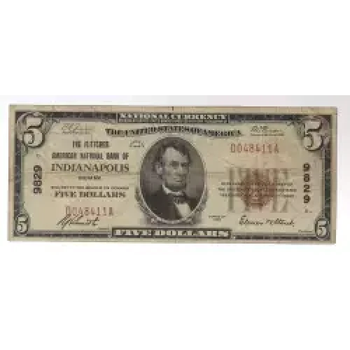 $5 1929 Small brown seal Small National Bank Notes 1800-1