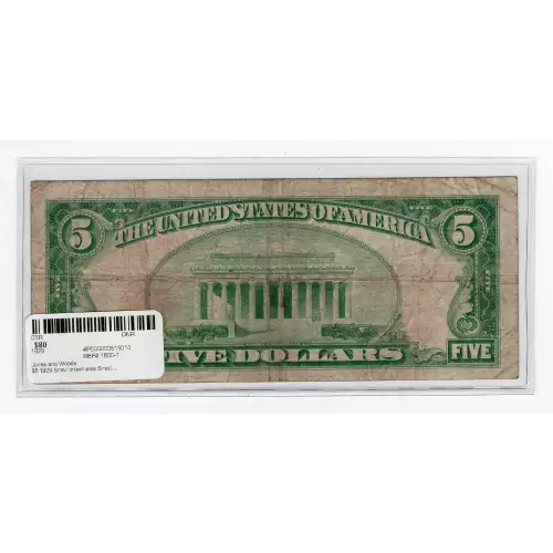 $5 1929 Small brown seal Small National Bank Notes 1800-1 (3)