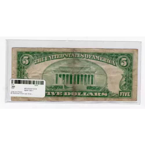 $5 1929 Small brown seal Small National Bank Notes 1800-1 (3)