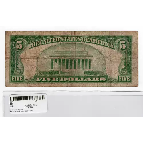 $5 1929 Small brown seal Small National Bank Notes 1800-1 (2)