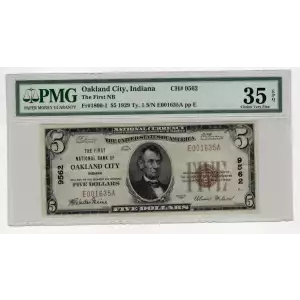$5 1929 Small brown seal Small National Bank Notes 1800-1