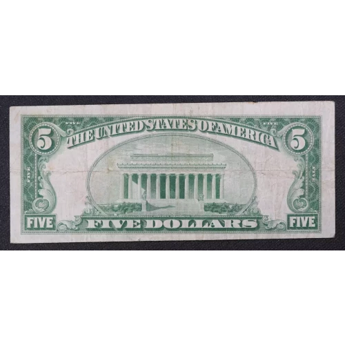 $5 1929 Small brown seal Small National Bank Notes 1800-1