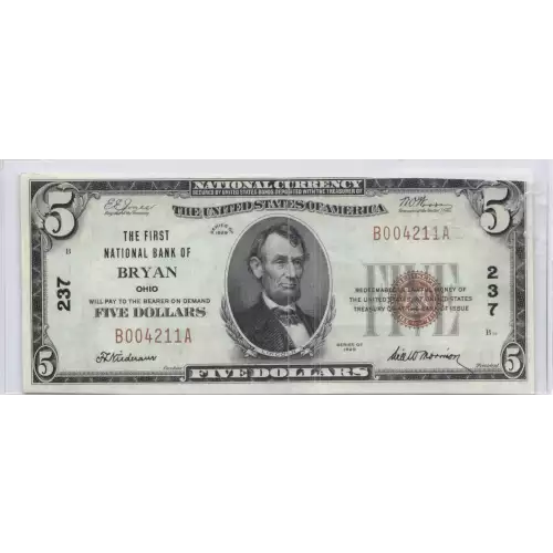 $5 1929 Small brown seal Small National Bank Notes 1800-1