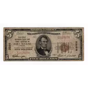 $5 1929 Small brown seal Small National Bank Notes 1800-1