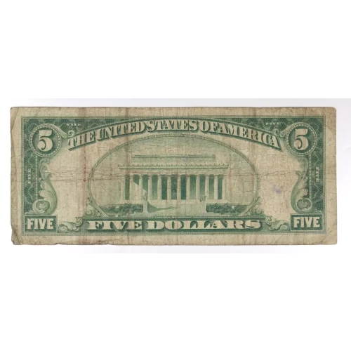 $5 1929 Small brown seal Small National Bank Notes 1800-1