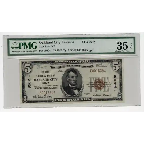 $5 1929 Small brown seal Small National Bank Notes 1800-1