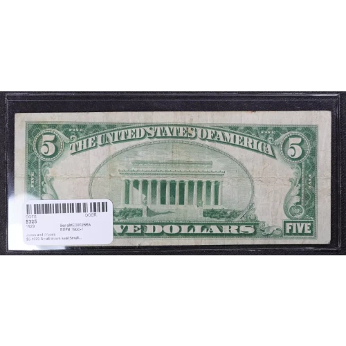 $5 1929 Small brown seal Small National Bank Notes 1800-1 (3)