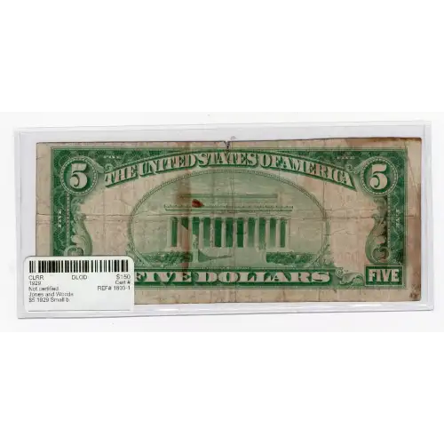 $5 1929 Small brown seal Small National Bank Notes 1800-1 (3)