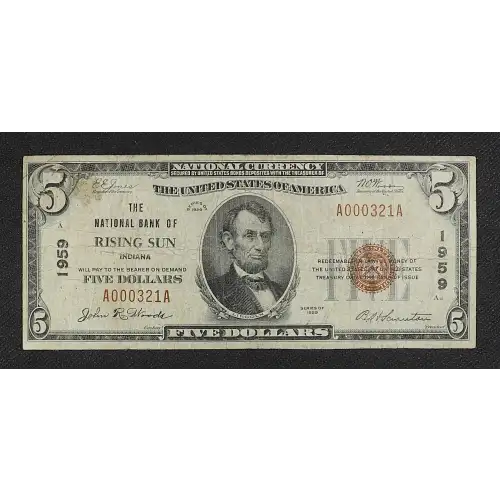 $5 1929 Small brown seal Small National Bank Notes 1800-1