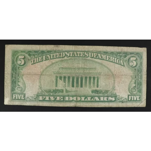 $5 1929 small brown seal. Small National Bank Notes 1800-2 (2)