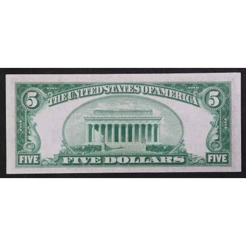 $5 1934-A blue seal. Small Silver Certificates 1651