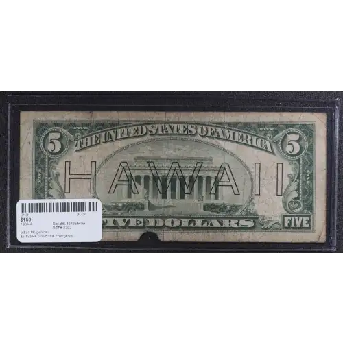 $5 1934-A brown seal Emergency Notes Issued During WW2 2302