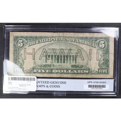 $5 1934-A brown seal Emergency Notes Issued During WW2 2302 (2)