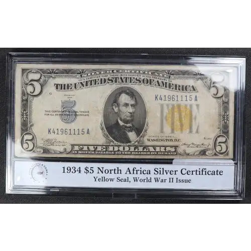 $5 1934-A yellow seal Emergency Notes Issued During WW2 2307 (2)