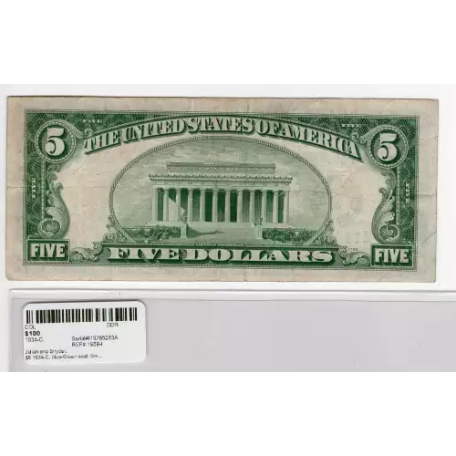 $5 1934-C. blue-Green seal. Small Size $5 Federal Reserve Notes 1959-I (2)
