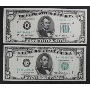 $5 1950-B.  Small Size $5 Federal Reserve Notes 1963-B (3)