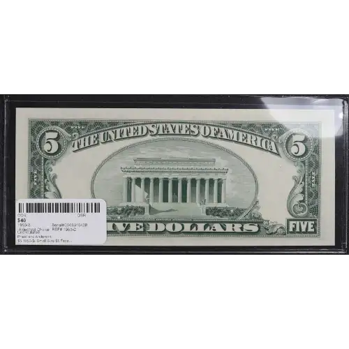 $5 1950-B.  Small Size $5 Federal Reserve Notes 1963-C