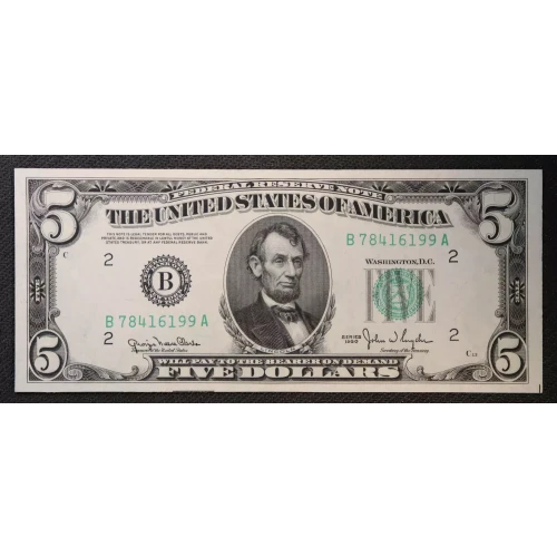 $5 1950 blue-Green seal. Small Size $5 Federal Reserve Notes 1961-B (3)