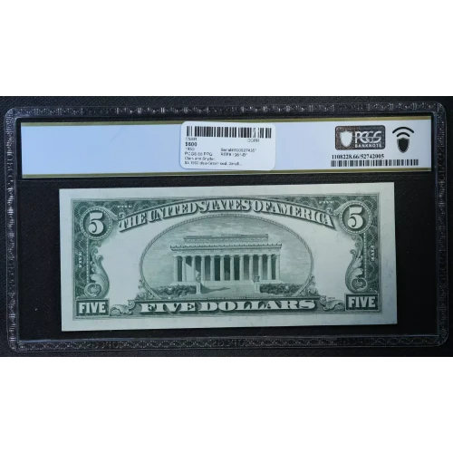 $5 1950 blue-Green seal. Small Size $5 Federal Reserve Notes 1961-B* (2)