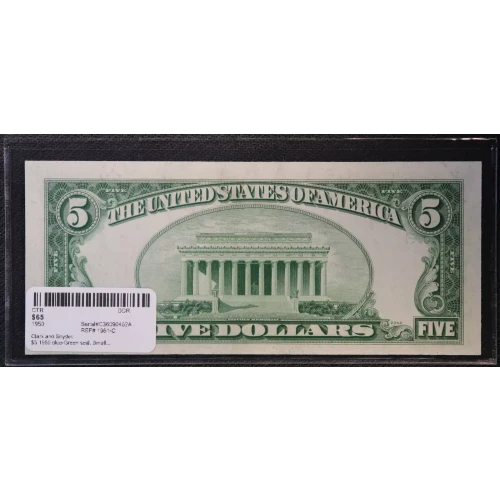$5 1950 blue-Green seal. Small Size $5 Federal Reserve Notes 1961-C (3)