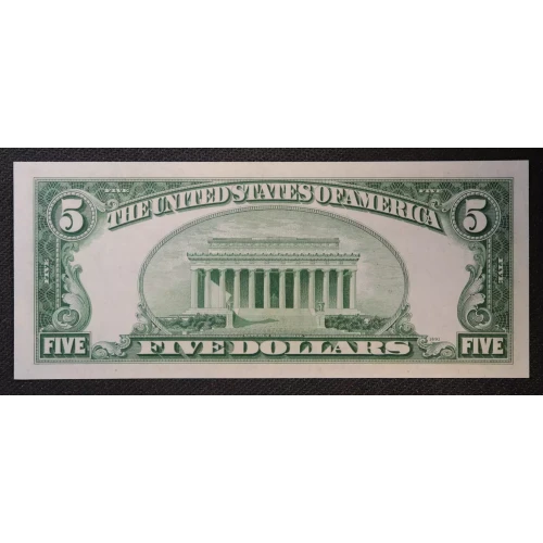 $5 1950 blue-Green seal. Small Size $5 Federal Reserve Notes 1961-E (2)