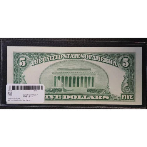 $5 1950 blue-Green seal. Small Size $5 Federal Reserve Notes 1961-H (3)