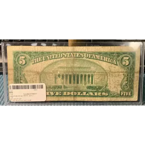 $5 1950 blue-Green seal. Small Size $5 Federal Reserve Notes 1961-L* (2)