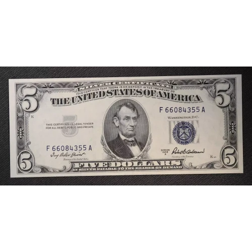 $5 1953-A blue seal. Small Silver Certificates 1656 (3)