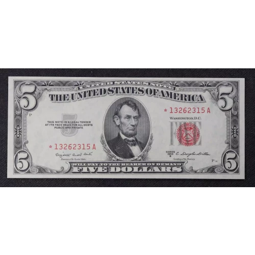 $5 1953-B red seal. Small Legal Tender Notes 1534*