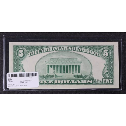 $5 1953-B red seal. Small Legal Tender Notes 1534* (3)
