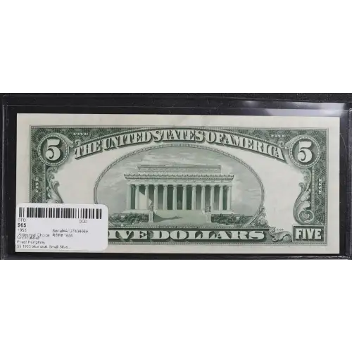 $5 1953 blue seal. Small Silver Certificates 1655 (2)