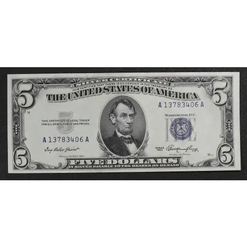 $5 1953 blue seal. Small Silver Certificates 1655 (3)