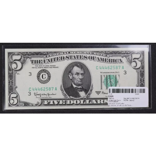 $5 1963-A.  Small Size $5 Federal Reserve Notes 1968-C (2)